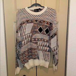 Vintage sweater with leather patches